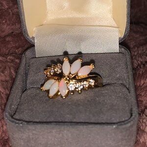 Opal Leaf Shaped Vintage Ring, Size 6​